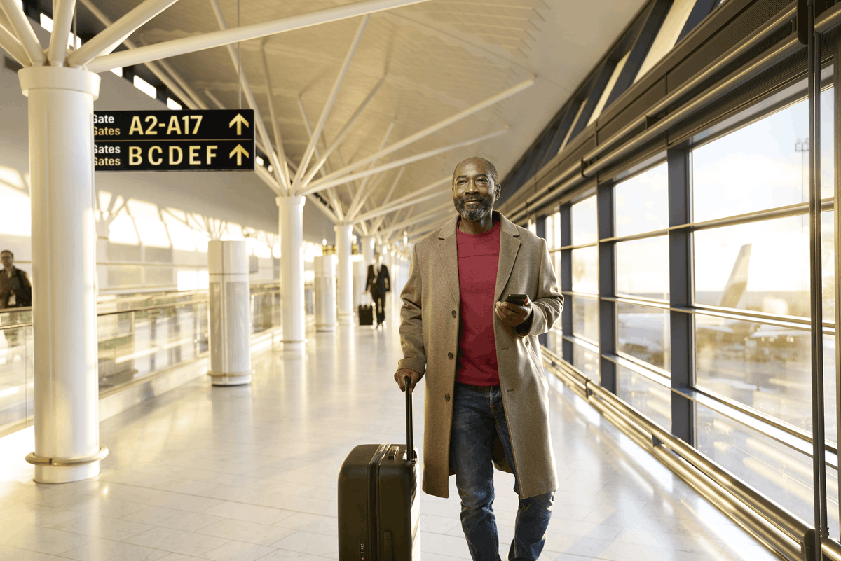 Airport Standing with Hearing Aids