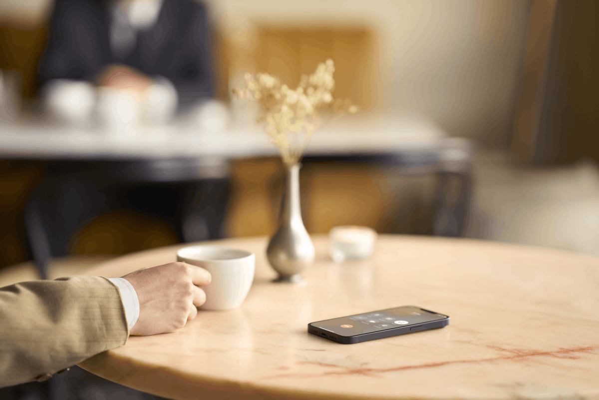 Phone on table